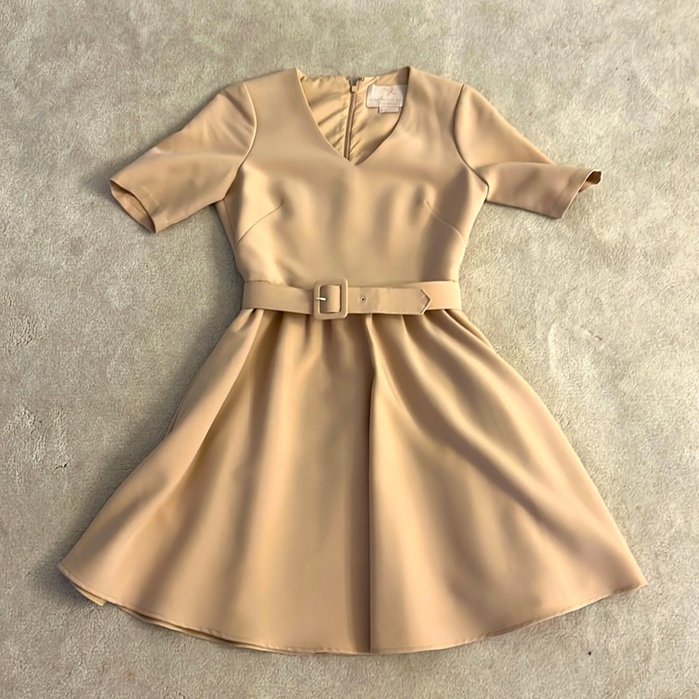 Pale blush Girl Meets Glam, three-quarter sleeve dress